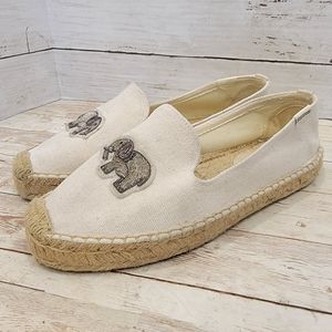 Soludos Cream Espadrilles with Elephant Embroidery